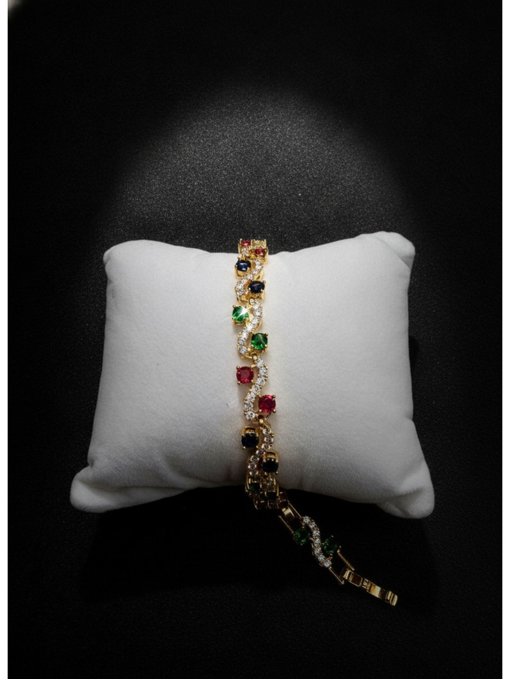 candy+clover Multicolor Vine Crystal Tennis Bracelet